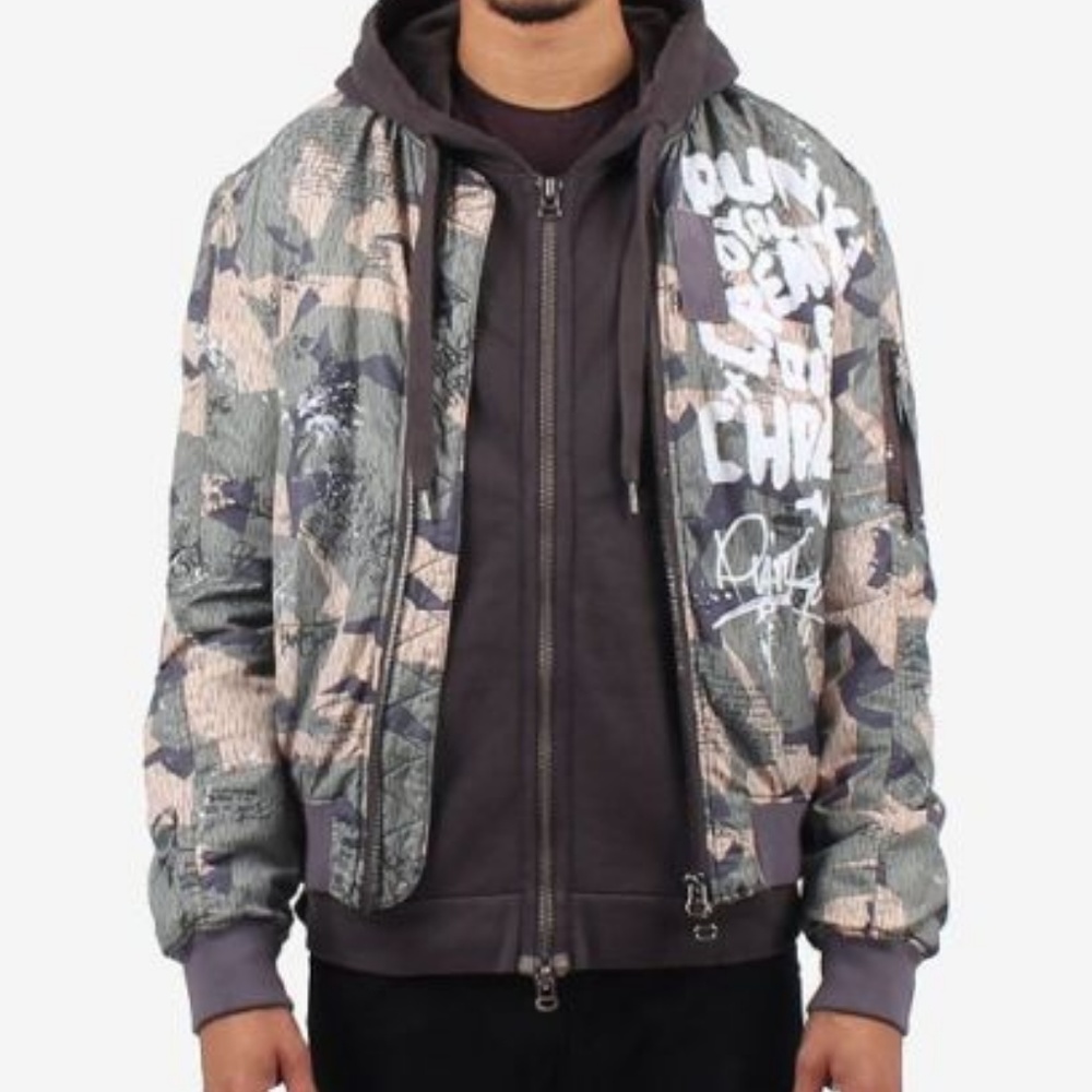 Punk Royal AOP Camo Print Twill Bomber Jacket